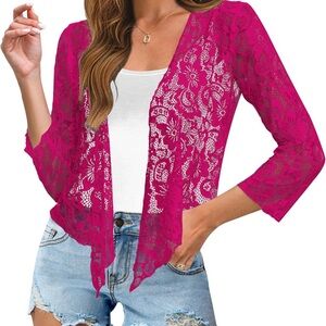 Pink Lace Cardigan Bolero